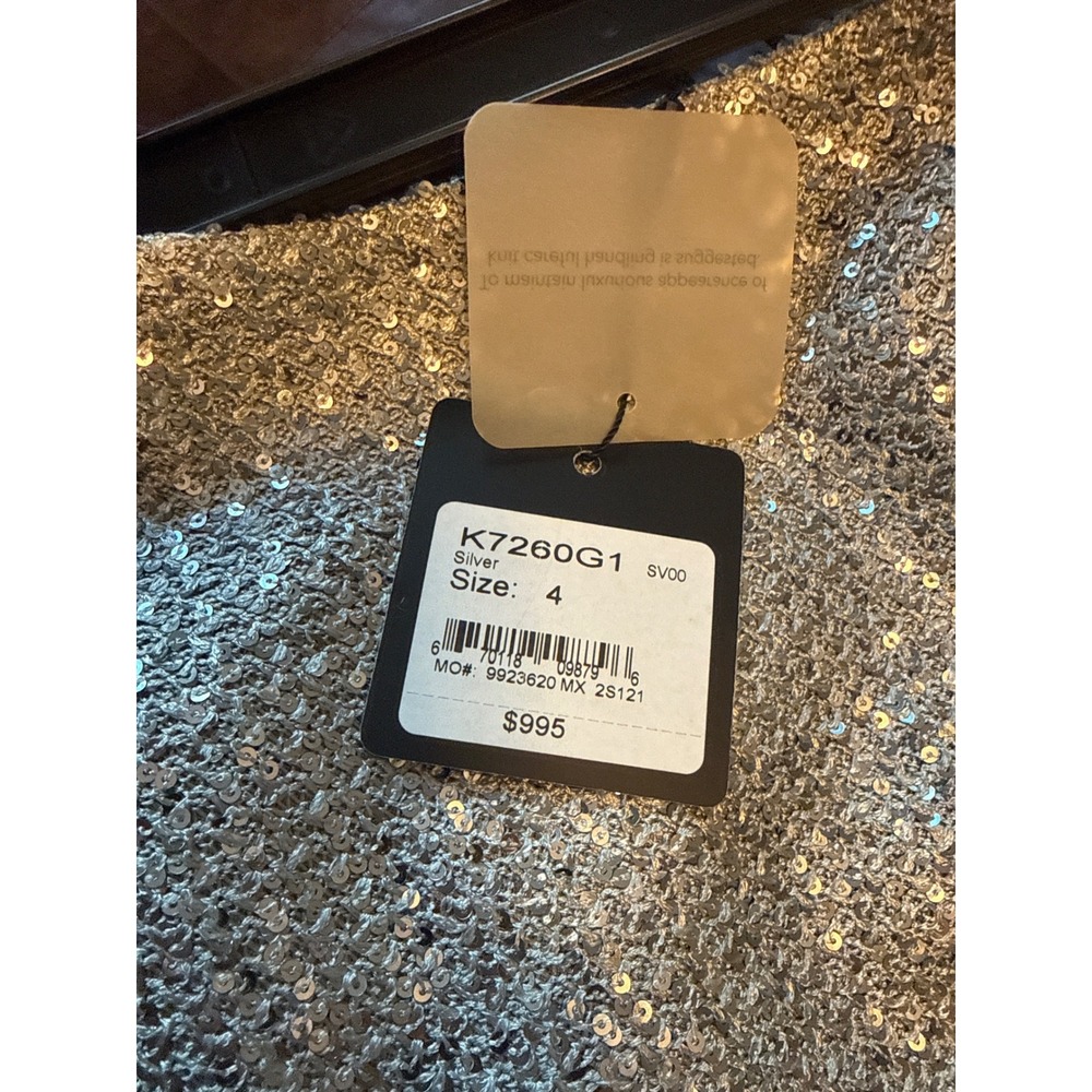 St John Collection Silver Sequin Knit Midi Skirt Size 4 NWT